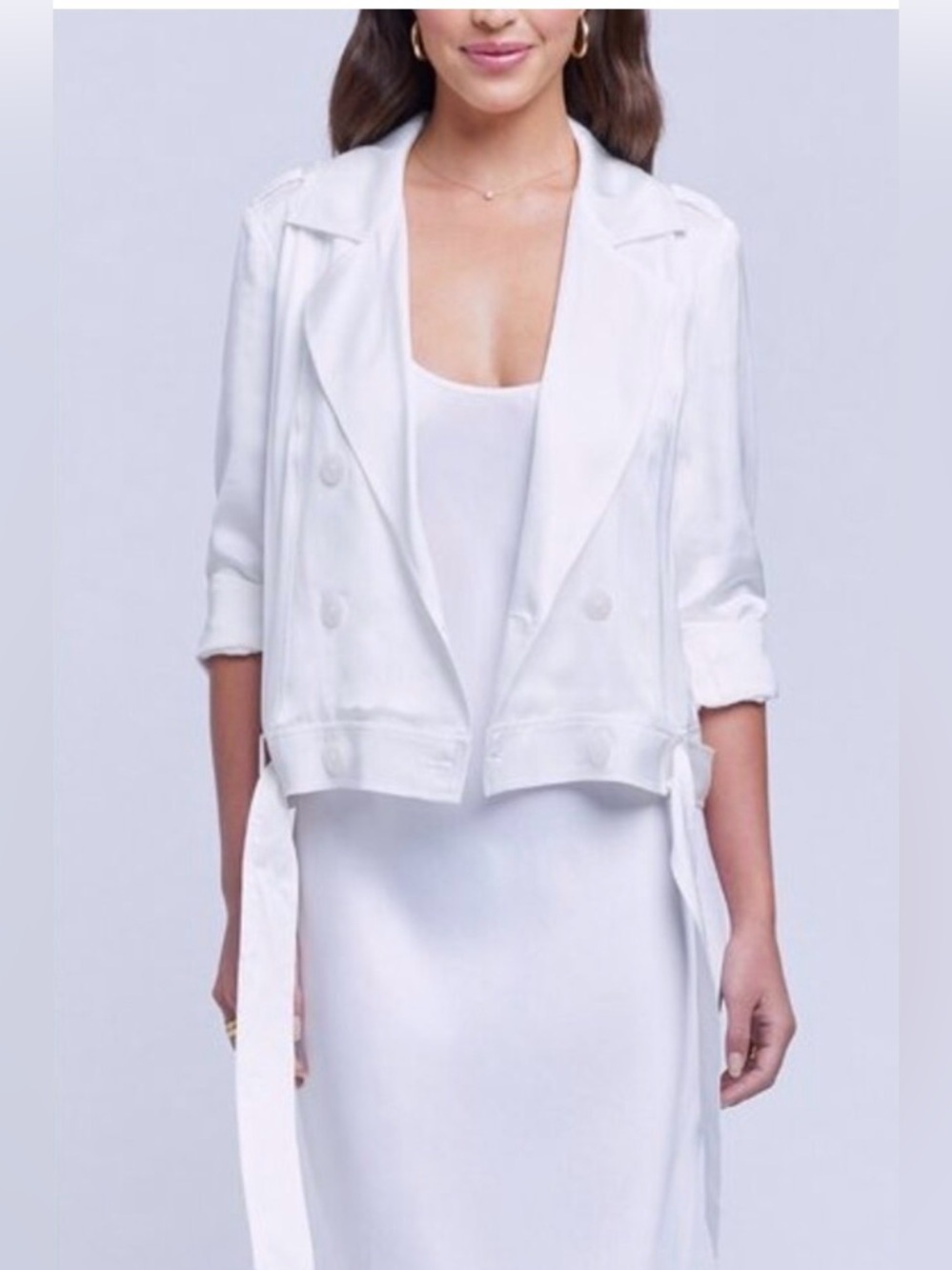 NEW L'AGENCE ONYX ivory white Soft Satin JACKET Size S